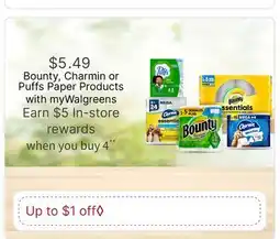 Walgreens Bounty, Charmin or Puffs Paper Products offer