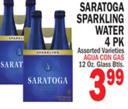 Bravo Supermarkets SARATOGA SPARKLING WATER 4 PK offer