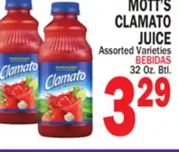 Bravo Supermarkets MOTT'S CLAMATO JUICE offer