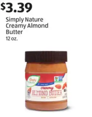 Aldi Simply Nature Creamy Almond Butter offer