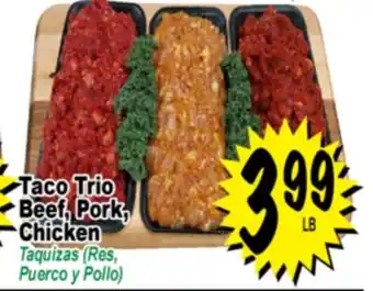 Superior Grocers Taco Trio Beef, Pork, Chicken offer