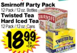 Superior Grocers Smirnoff Party Pack 12 Pack / 12 oz. Bottles Twisted Tea Hard Iced Tea 12 Pack / 12 oz. Cans offer