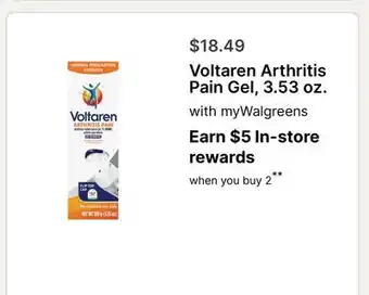 Walgreens Voltaren Arthritis Pain Gel, 3.53 oz offer