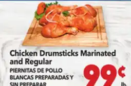 Vallarta Supermarkets Chicken Drumsticks Marinated and Regular/PIERNITAS DE POLLO BLANCAS PREPARADAS Y SIN PREPARAR offer