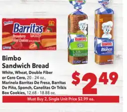 Vallarta Supermarkets Bimbo Sandwich Bread offer