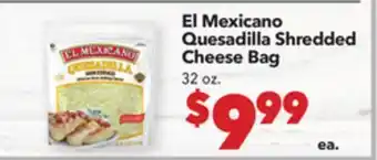 Vallarta Supermarkets El Mexicano Quesadilla Shredded Cheese Bag offer