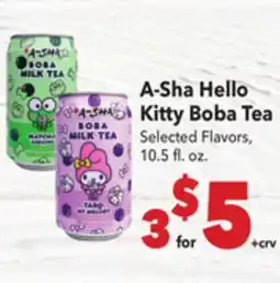 Vallarta Supermarkets A-Sha Hello Kitty Boba Tea offer