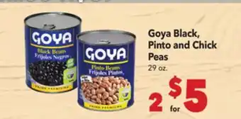 Vallarta Supermarkets Goya Black, Pinto and Chick Peas offer