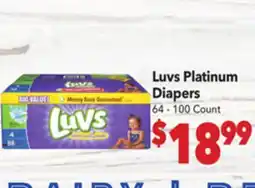 Vallarta Supermarkets Luvs Platinum Diapers offer