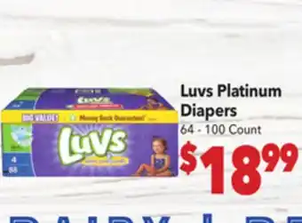 Vallarta Supermarkets Luvs Platinum Diapers offer