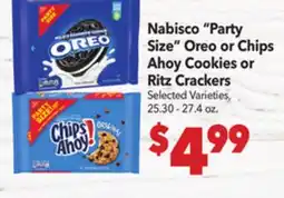 Vallarta Supermarkets Nabisco Party Size Oreo or Chips Ahoy Cookies or Ritz Crackers offer