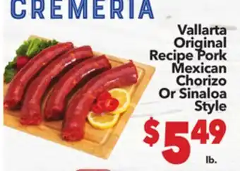 Vallarta Supermarkets Vallarta Original Recipe Pork Mexican Chorizo Or Sinaloa Style offer