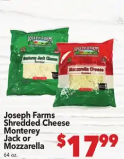 Vallarta Supermarkets Joseph Farms Shredded Cheese Monterey Jack or Mozzarella offer