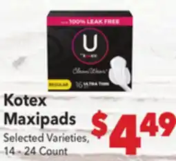 Vallarta Supermarkets Kotex Maxipads offer