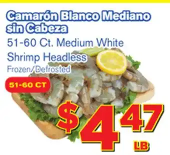 El Super Fresh 51-60 CT. Medium White Shrimp Headless offer