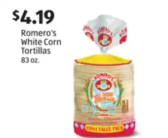 Aldi Romero's White Corn Tortillas offer