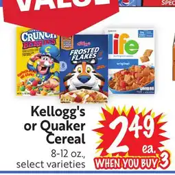 Foodmaxx Kellogg's or Quaker Cereal offer