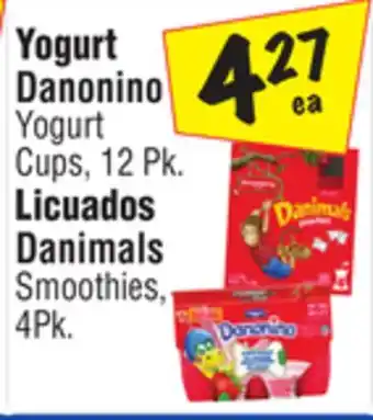 El Super Danonino Yogurt Cups, 12 Pk. Danimals Smoothies, 4Pk offer