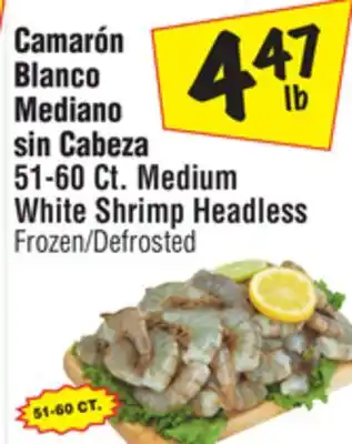 El Super 51-60 Ct. Medium White Shrimp Headless offer