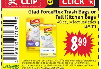 Foodmaxx Glad ForceFlex Trash Bags or Tall Kitchen Bags offer