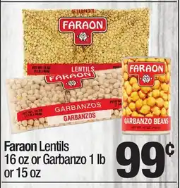 Super King Markets Faraon Lentils 16 oz or Garbanzo 1 lb or 15 oz offer