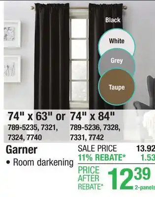 Menards Sun Zero Garner 74W x 84L Taupe Room Darkening Rod Pocket Curtain Panel (2 Panels) offer