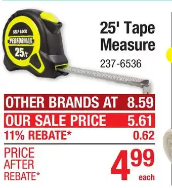 Menards Performax 25' Self-Lock Tape Measure offer