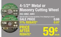 Menards Masterforce 4-1/2 x .040 Type 1 Metal Cut-Off Wheel offer