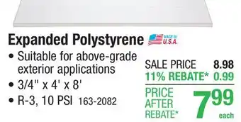 Menards R-3 (10 PSI) 3/4 x 4' x 8' Expanded Polystyrene Foam Board Insulation offer