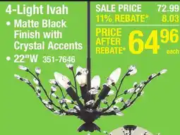 Menards Patriot Lighting Ivah Matte Black 4-Light Pendant offer