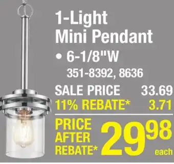 Menards Patriot Lighting Joska Brushed Nickel 1-Light Mini Pendant offer