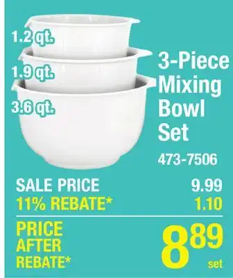 Menards Glad 3-Piece White Mixing Bowl offer