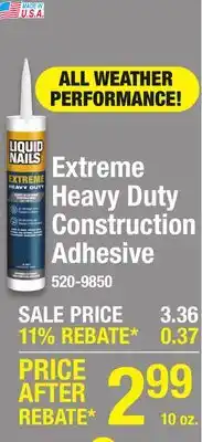 Menards LIQUID NAILS Extreme Heavy Duty Construction Adhesive - 10 oz offer