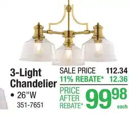 Menards Patriot Lighting Golding Gold 3-Light Chandelier offer