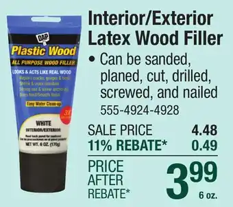 Menards DAP Plastic Wood Interior/Exterior Natural Latex Wood Filler - 6 oz offer