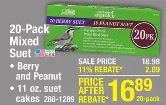 Menards Enchanted Garden Mixed Flavor Berry & Peanut Suet Cakes - 20 pack offer