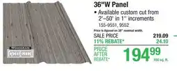 Menards 36 Pro-Rib Rough Sawn Natural Cedar Woodgrain Steel Panel offer