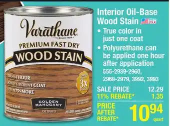 Menards Varathane Premium Fast Dry Interior Oil-Base Golden Oak Wood Stain - 1 qt offer