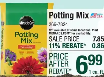 Menards Miracle-Gro Potting Soil Mix - 1 cu. ft offer