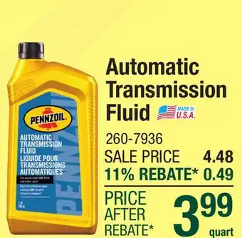 Menards Pennzoil Automatic Transmission Fluid - 1 Quart offer