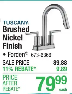 Menards Tuscany Forden Two-Handle 4 Centerset Pull-Down Brushed Nickel Bathroom Sink Faucet offer