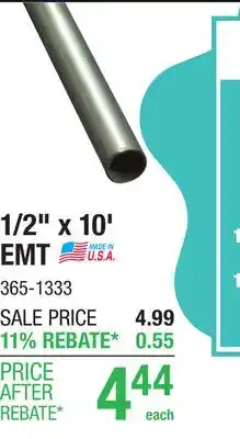 Menards Wheatland Tube Company 1/2 x 10' EMT Conduit offer