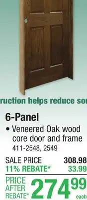 Menards Mastercraft 30W x 80H English Chestnut Oak 6-Panel Prehung Interior Door - Right Inswing offer