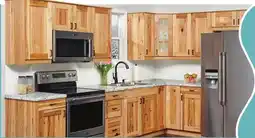 Menards KLËARVŪE Trävik Hickory 19' L-Shaped Kitchen - Cabinets Only offer