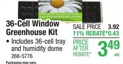 Menards McKenzie Seed Starter Window Greenhouse Kit - 36 Cell offer