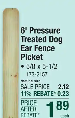 Menards AC2 1 x 6 x 6' Dog Ear Fence Picket offer