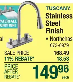 Menards Tuscany Northchase Two Handle Pull-Down Stainless Steel Kitchen Faucet offer