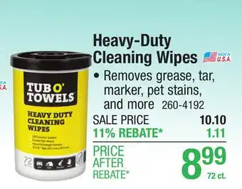 Menards Tub O' Towels Heavy-Duty Cleaning Wipes - 72 Count offer