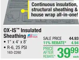 Menards R-6 (25 PSI) OX-IS Structural Insulated Polyiso Sheathing 1 x 4' x 8' offer