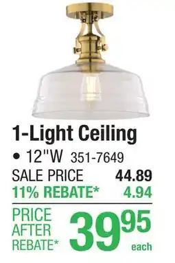 Menards Patriot Lighting Golding Gold 1-Light Semi-Flush Mount Ceiling Light offer